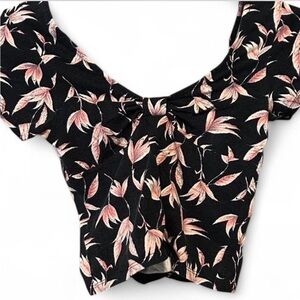 Black and Pink Floral CropTop